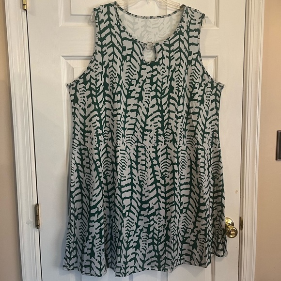 Women's Plus Size Allover Print Keyhole Elegant Summer Beach Tank Dress 20W -24W - Picture 5 of 11